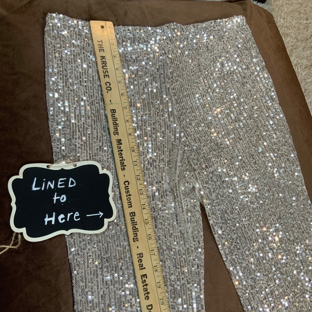 Wild Fable Gold XL Sequin Flare Pants Glamour Cocktail Holiday Party Date - Picture 6 of 7